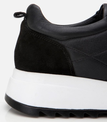  Kadın Deri Siyah Kalın Tabanlı Spor Ayakkabı