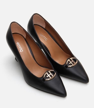  Kadın Deri Siyah Stiletto