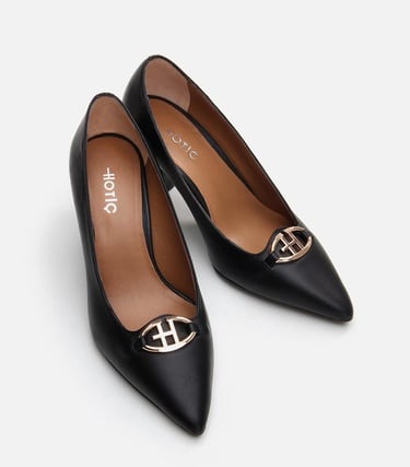  Kadın Deri Siyah Stiletto