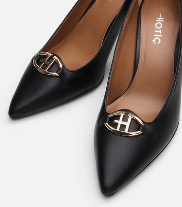  Kadın Deri Siyah Stiletto