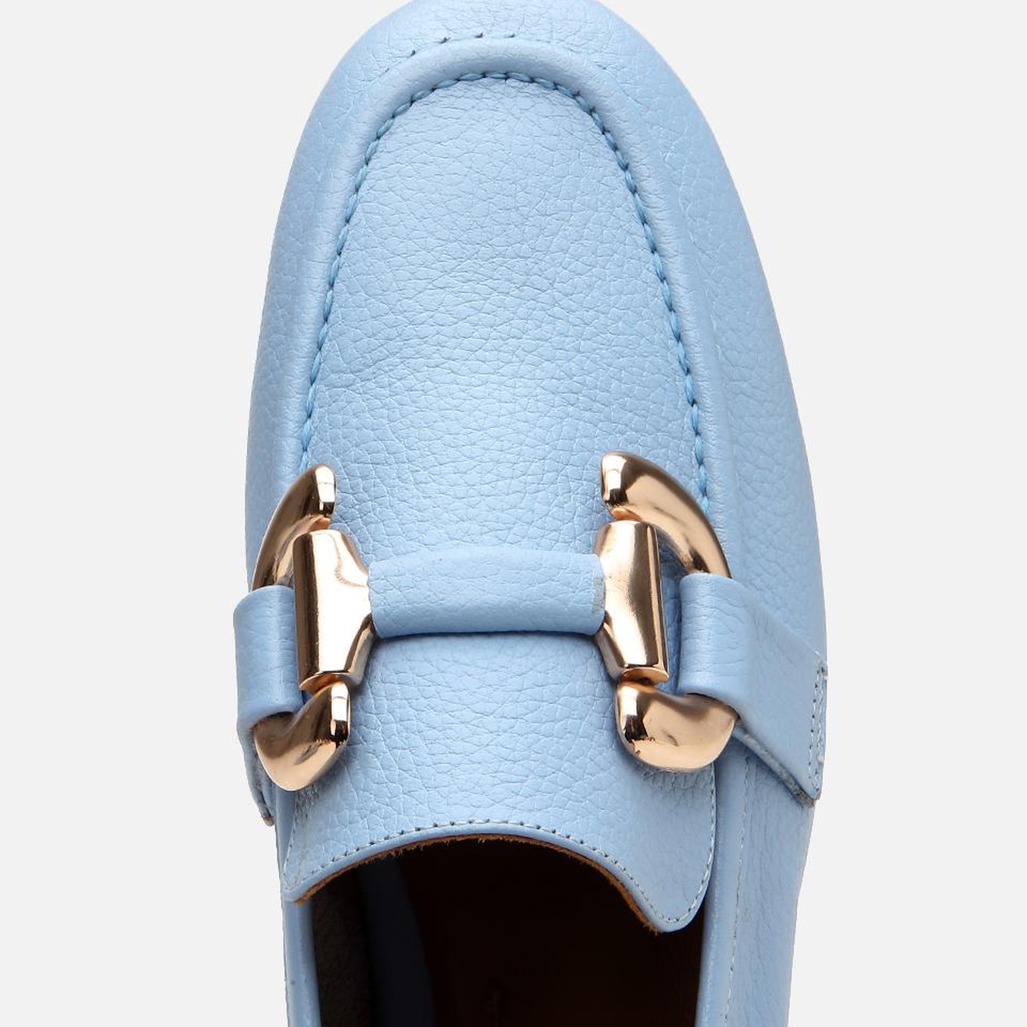 Kadın Deri Mavi Tokalı Günlük Loafer