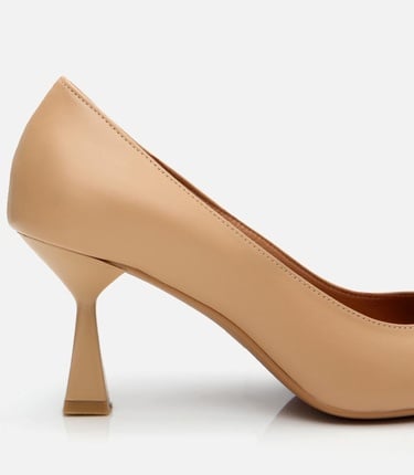  Kadın Deri Bej Esnek Tabanlı Stiletto