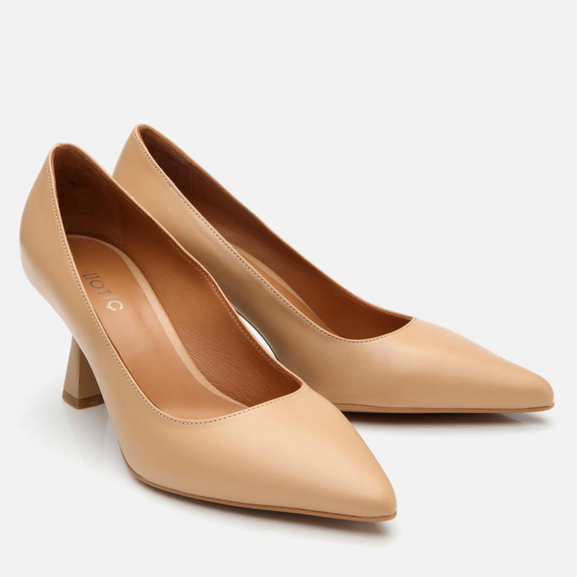 Kadın Deri Bej Esnek Tabanlı Stiletto