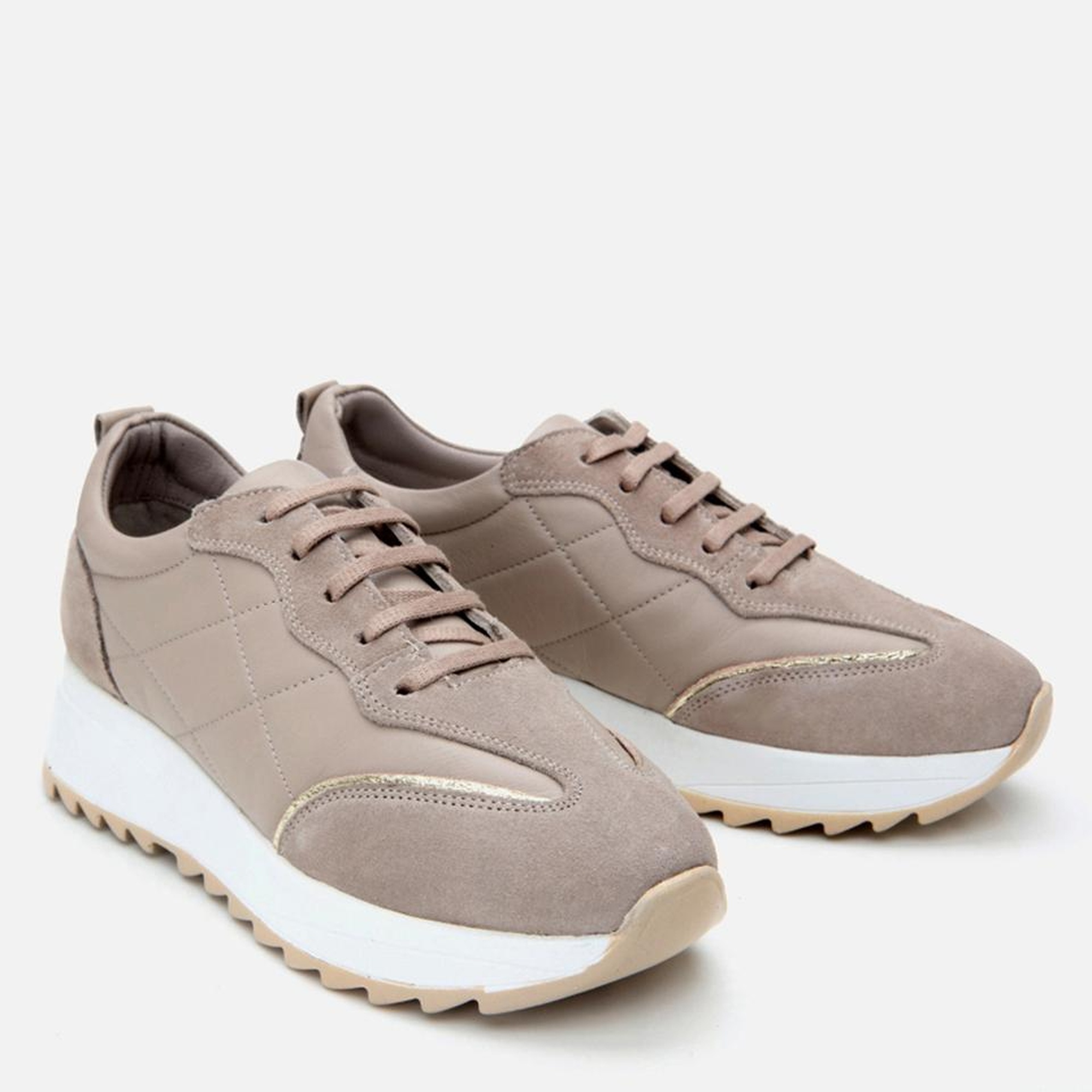 Kadın Deri Vizon Kalın Tabanlı Spor Ayakkabı