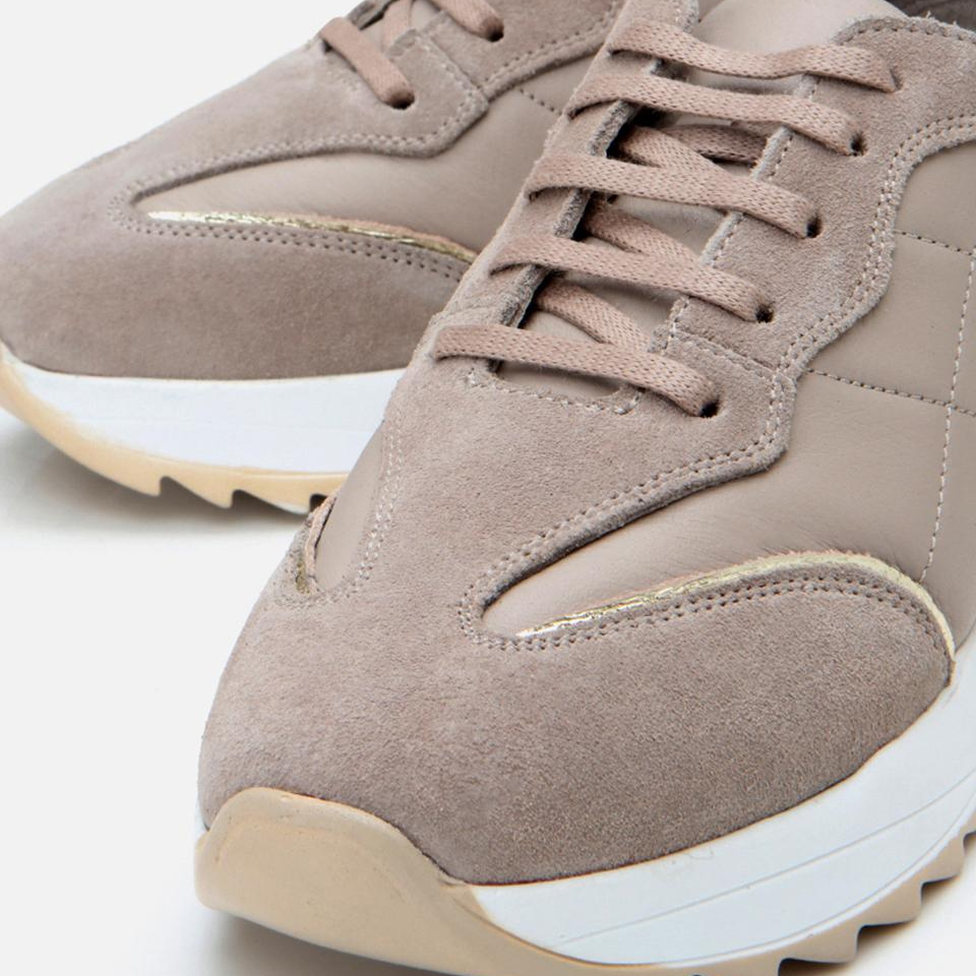 Kadın Deri Vizon Kalın Tabanlı Spor Ayakkabı