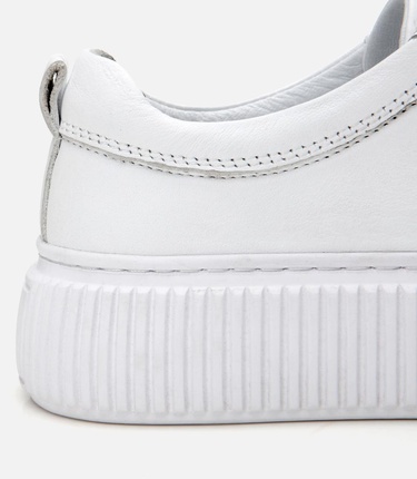  Kadın Deri Beyaz Kalın Tabanlı Spor Ayakkabı