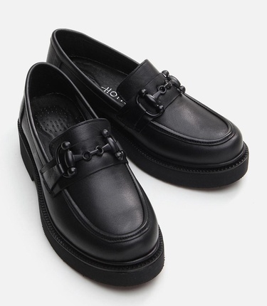  Kadın Deri Siyah Loafer