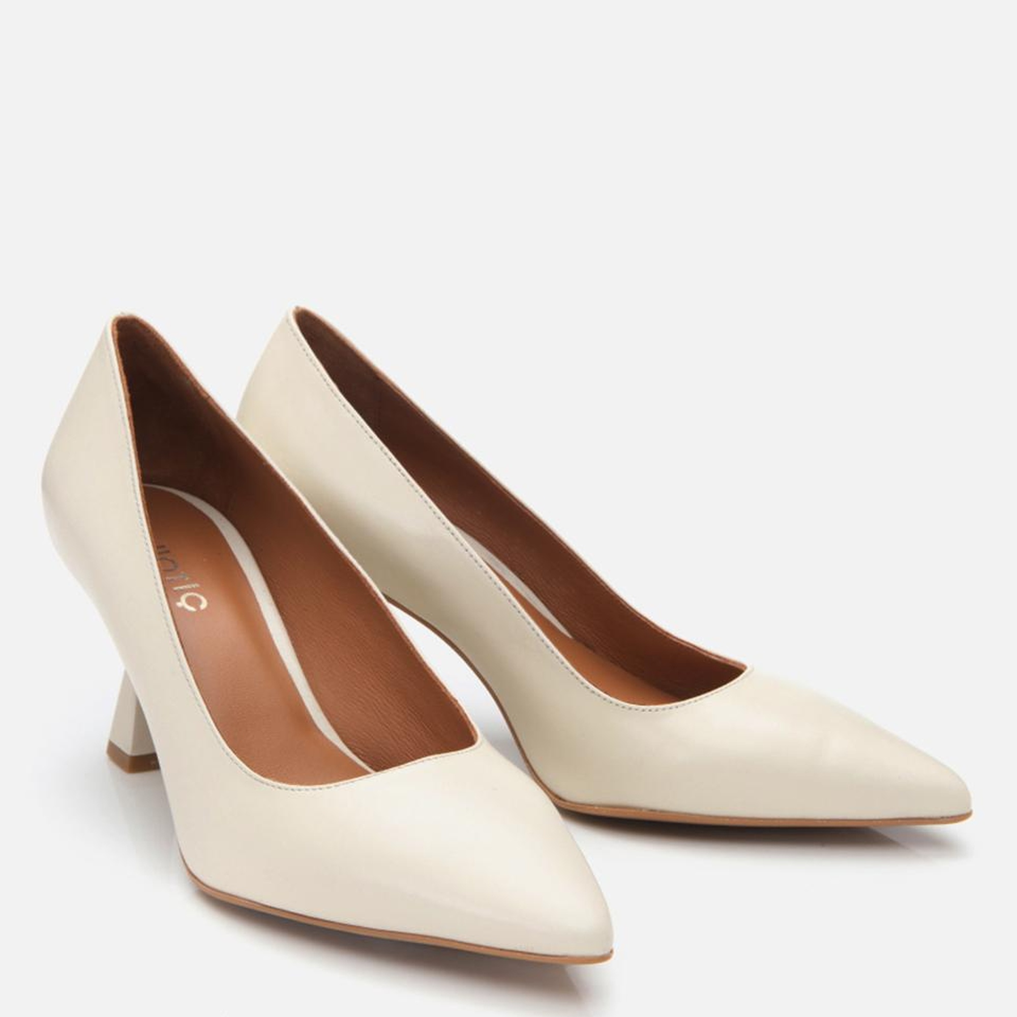 Kadın Deri Ekru Esnek Tabanlı  Stiletto