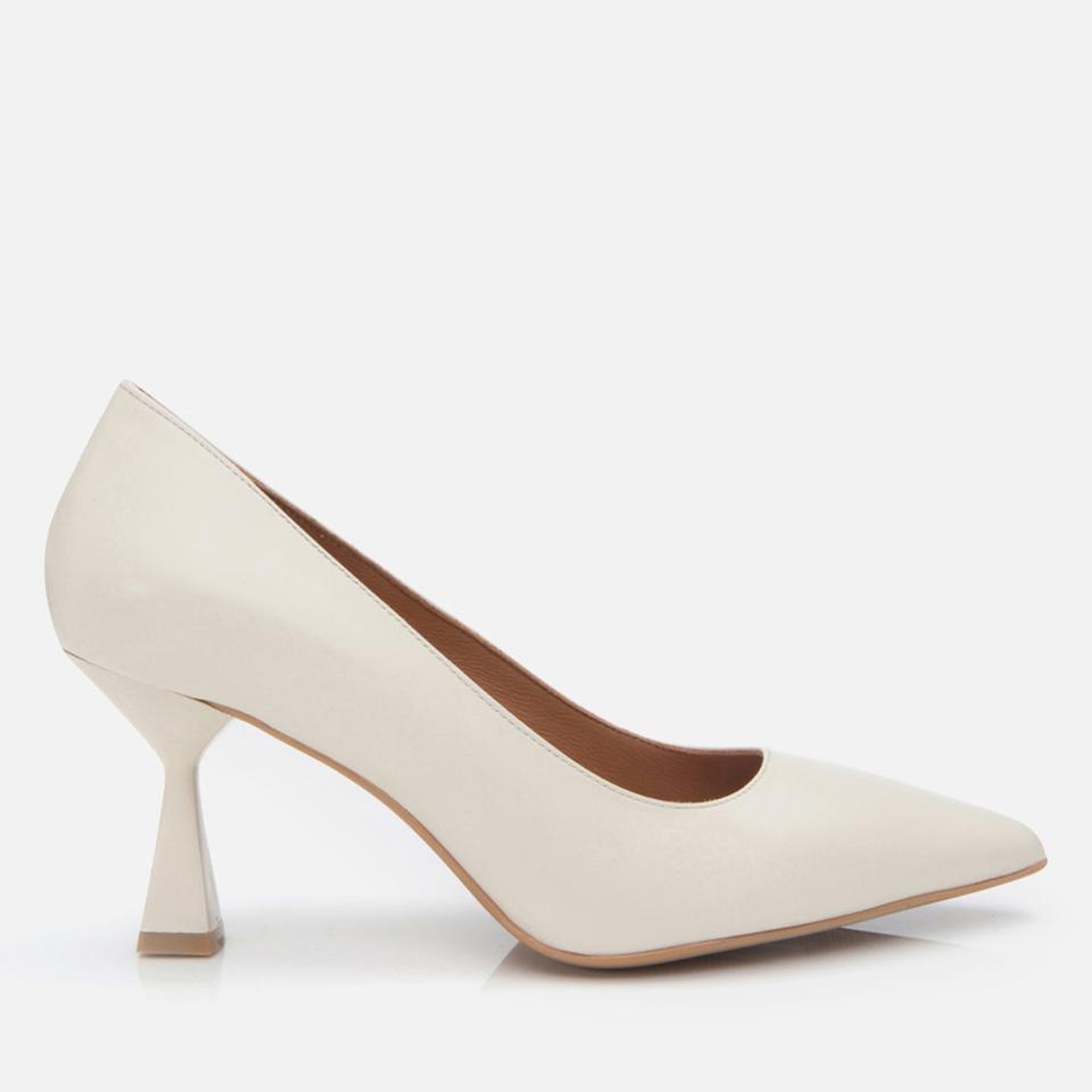 Kadın Deri Ekru Esnek Tabanlı  Stiletto