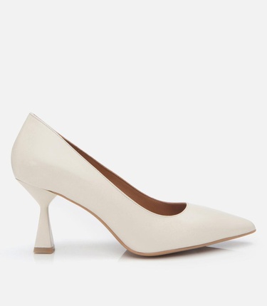  Kadın Deri Ekru Esnek Tabanlı  Stiletto