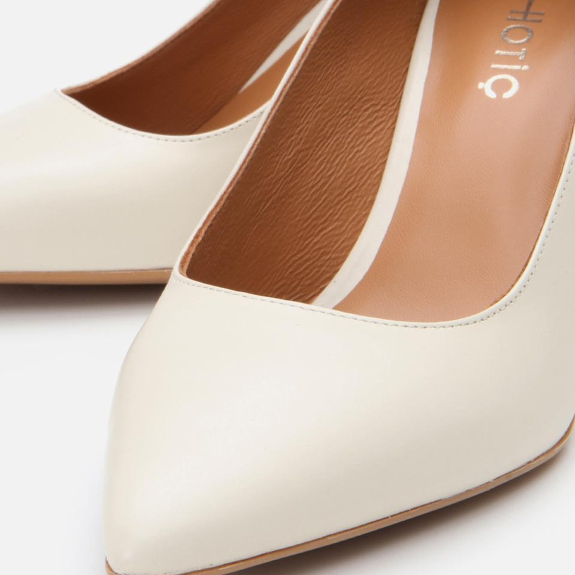 Kadın Deri Ekru Esnek Tabanlı  Stiletto