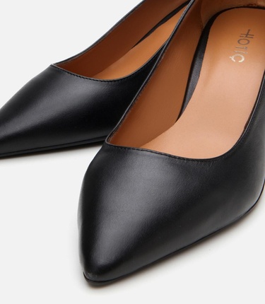  Kadın Deri Siyah Esnek Tabanlı  Stiletto