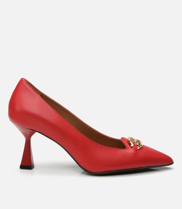  Kadın Deri Kırmızı Stiletto