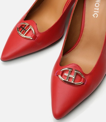  Kadın Deri Kırmızı Stiletto