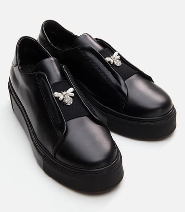  Kadın Deri Siyah Spor Ayakkabı