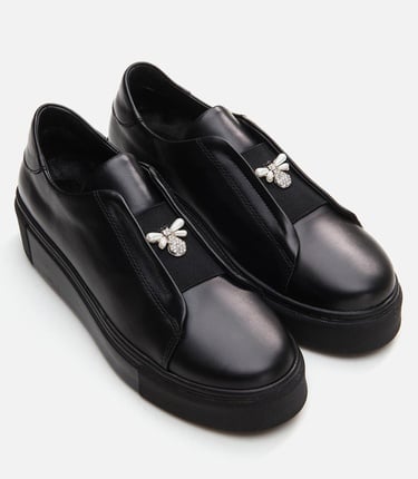  Kadın Deri Siyah Spor Ayakkabı