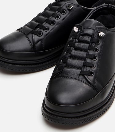  Kadın Deri Siyah Spor Ayakkabı