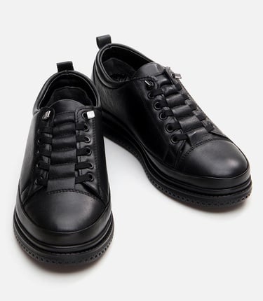  Kadın Deri Siyah Spor Ayakkabı