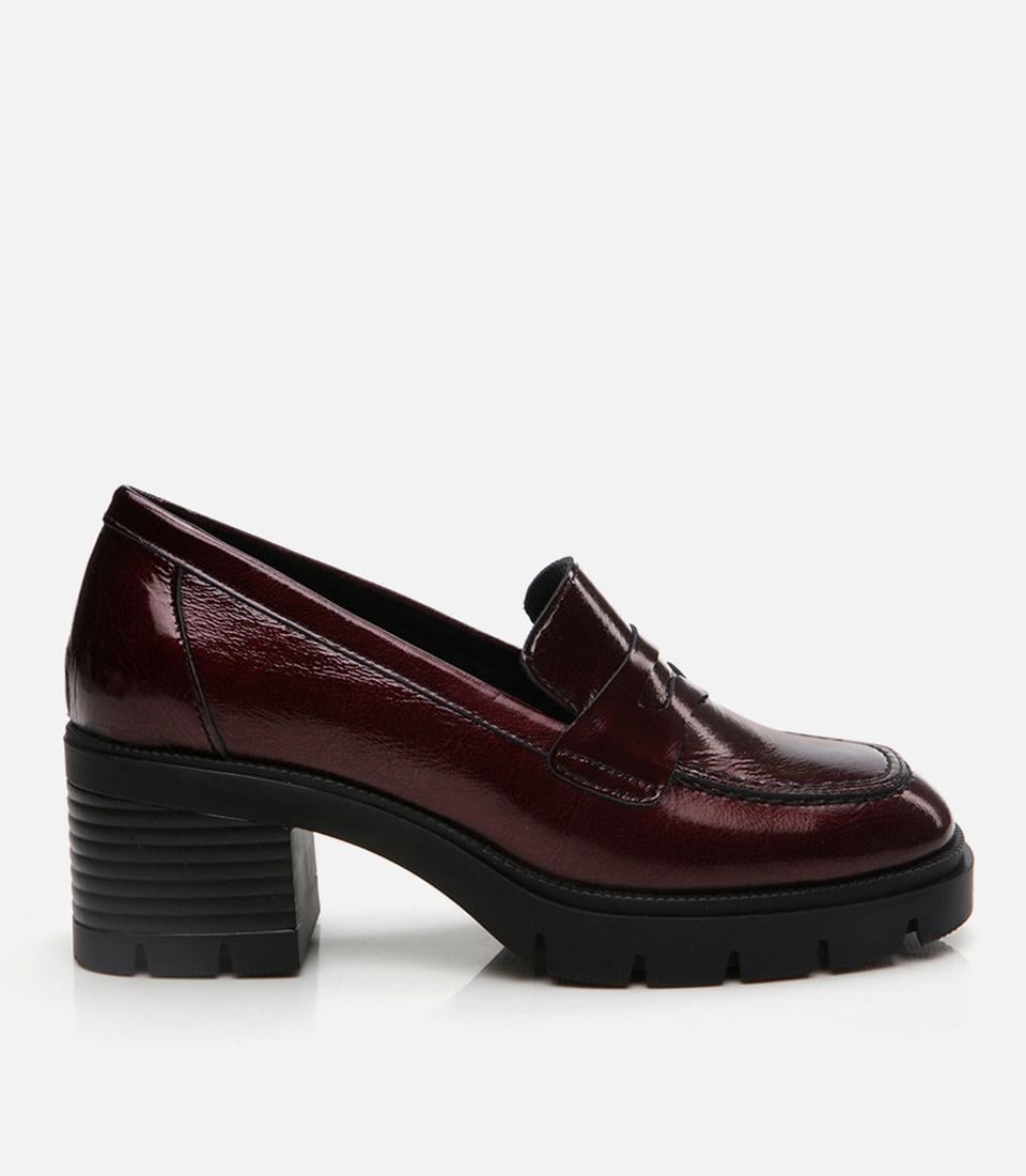  Kadın Deri Bordo Loafer