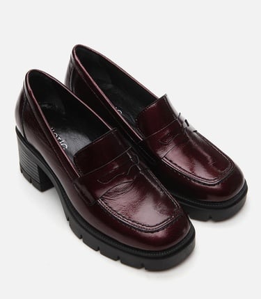  Kadın Deri Bordo Loafer