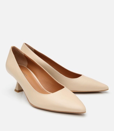  Kadın Deri Bej Esnek Tabanlı Stiletto