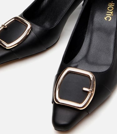  Kadın Deri Siyah Stiletto