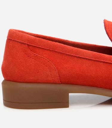  Kadın Süet Deri Turuncu Esnek Tabanlı Günlük Loafer