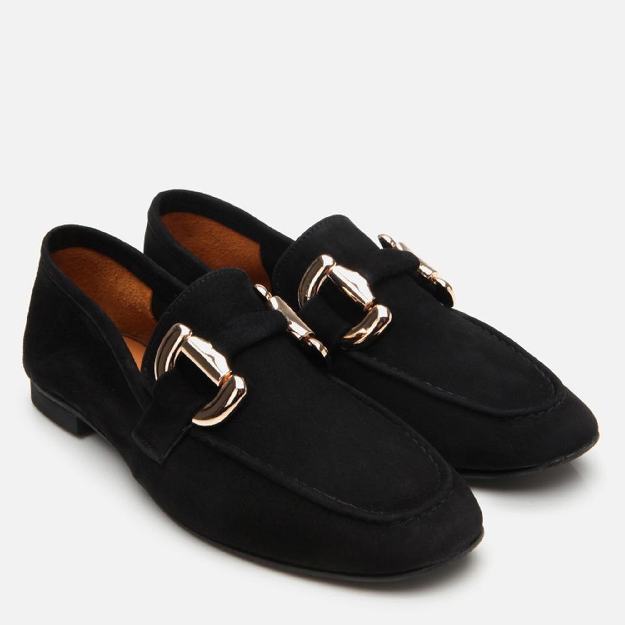 Kadın Süet Deri Siyah Tokalı Günlük Loafer