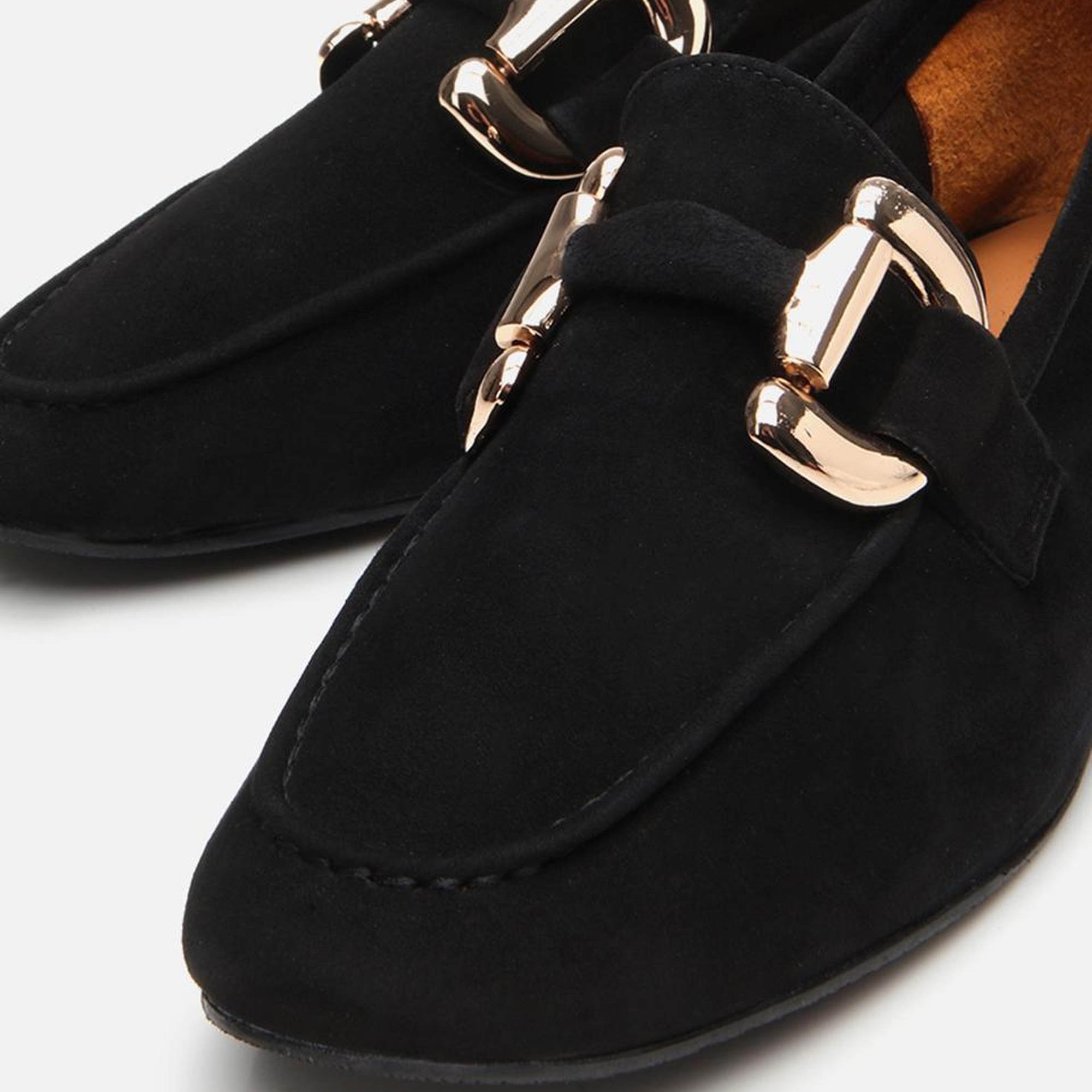 Kadın Süet Deri Siyah Tokalı Günlük Loafer