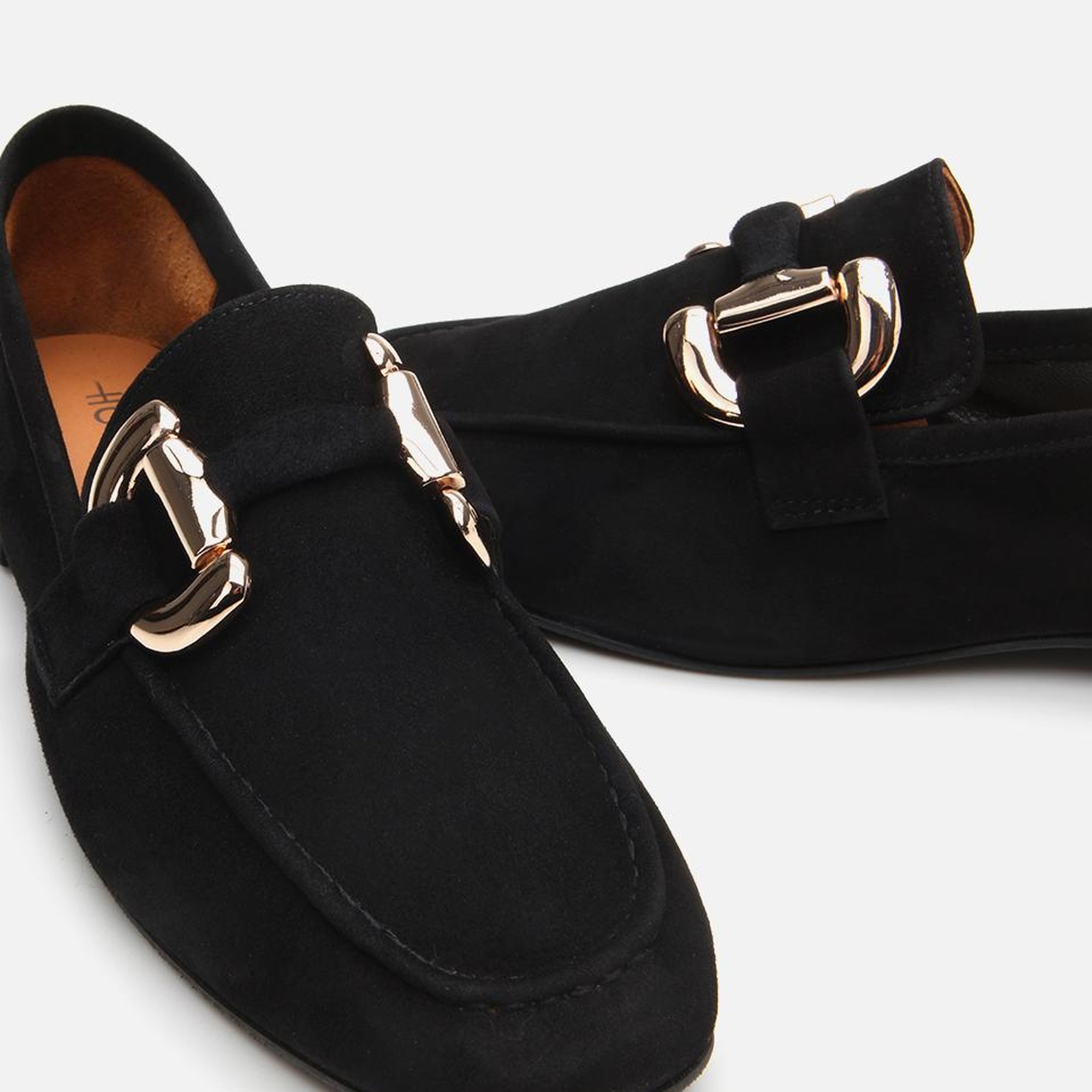 Kadın Süet Deri Siyah Tokalı Günlük Loafer