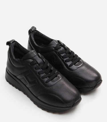  Kadın Deri Siyah Spor Ayakkabı