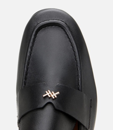  Kadın Deri Siyah Esnek Tabanlı Klasik Loafer