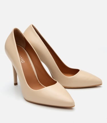  Kadın Deri Pudra Yüksek Topuklu Stiletto