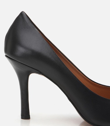  Kadın Deri Siyah Yüksek Topuklu Stiletto