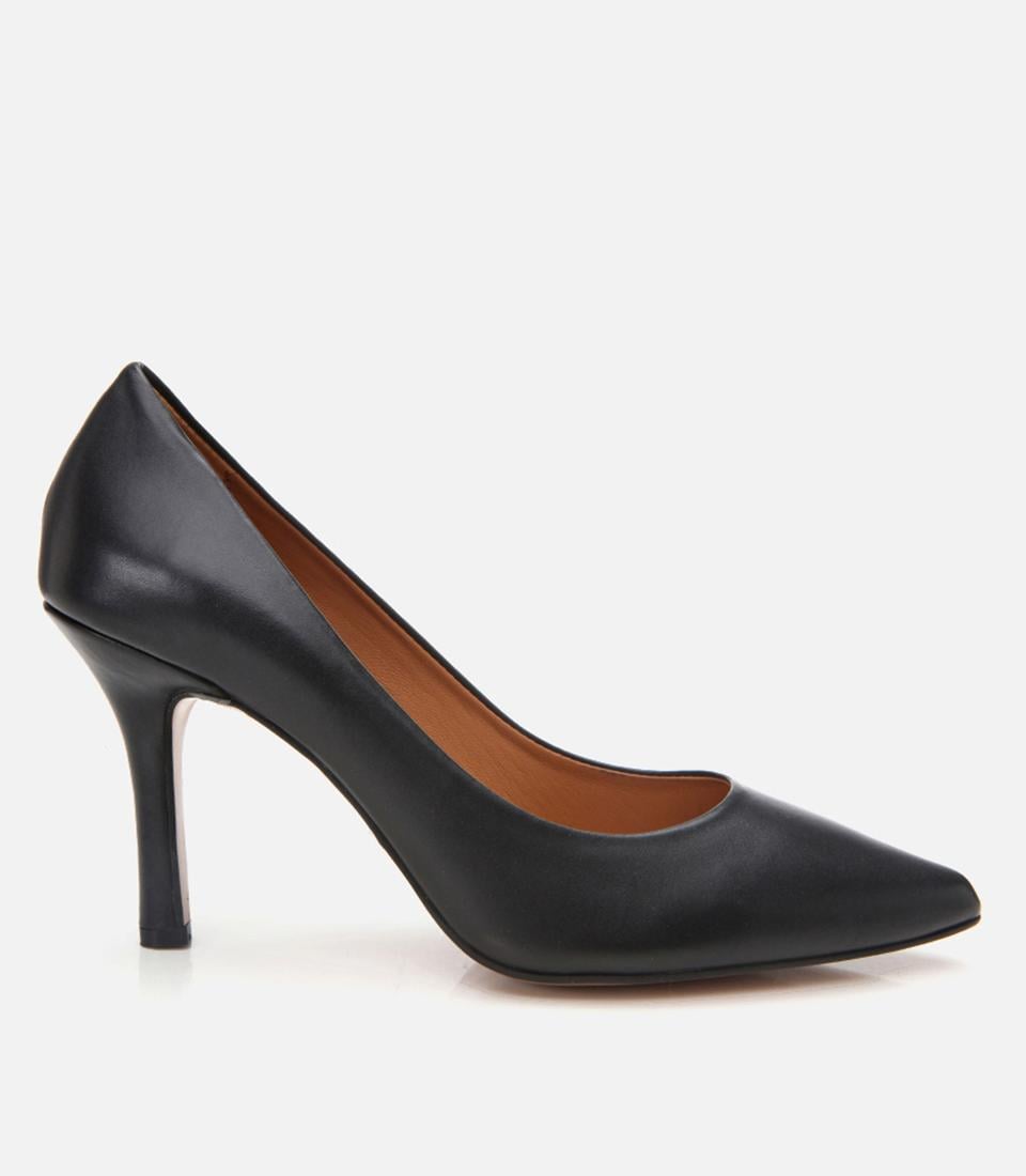  Kadın Deri Siyah Yüksek Topuklu Stiletto