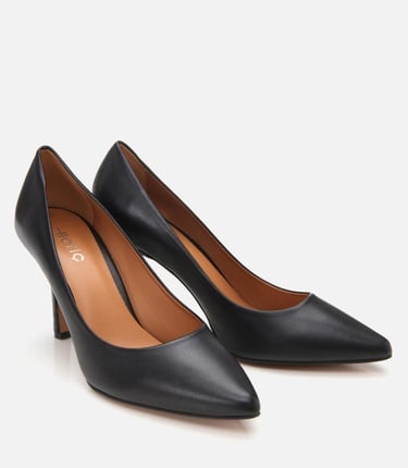  Kadın Deri Siyah Yüksek Topuklu Stiletto