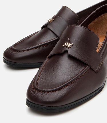  Kadın Deri Kahverengi Esnek Tabanlı Klasik Loafer