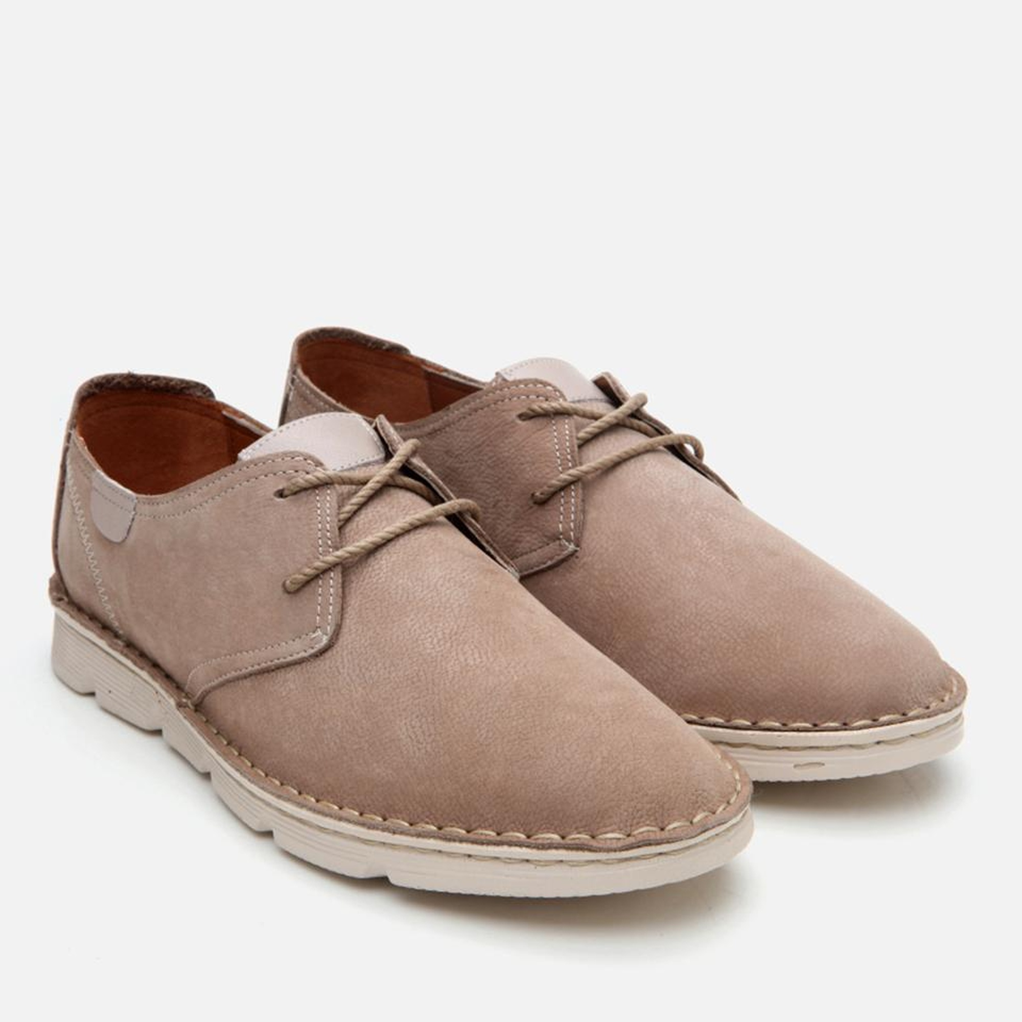 Erkek Nubuk Deri Bej Ultra Hafif Tabanlı Günlük Ayakkabı