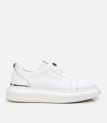  Erkek Deri Beyaz Ultra Hafif Tabanlı Comfort Spor Ayakkabı