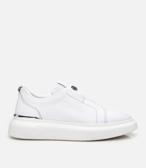  Erkek Deri Beyaz Ultra Hafif Tabanlı Comfort Spor Ayakkabı