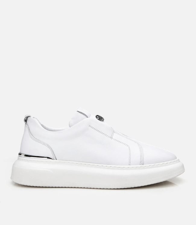  Erkek Deri Beyaz Ultra Hafif Tabanlı Comfort Spor Ayakkabı