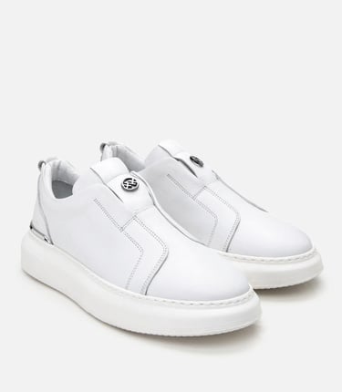  Erkek Deri Beyaz Ultra Hafif Tabanlı Comfort Spor Ayakkabı