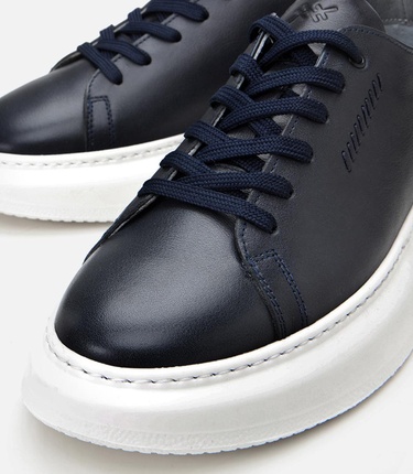  Erkek Deri Lacivert Toka Detaylı Spor Ayakkabı