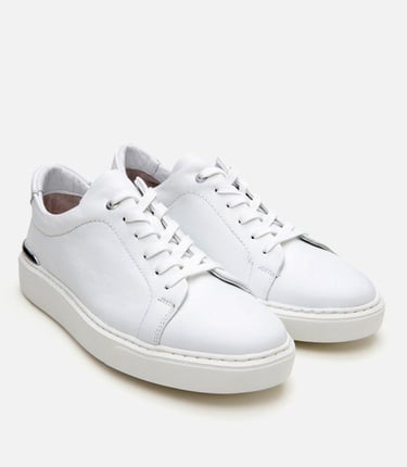  Erkek Deri Beyaz Ultra Hafif Tabanlı Spor Ayakkabı