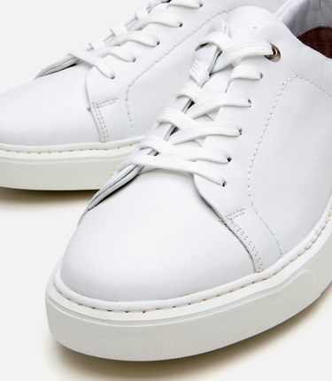  Erkek Deri Beyaz Ultra Hafif Tabanlı Spor Ayakkabı