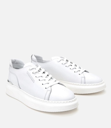  Erkek Deri Beyaz Toka Detaylı Spor Ayakkabı