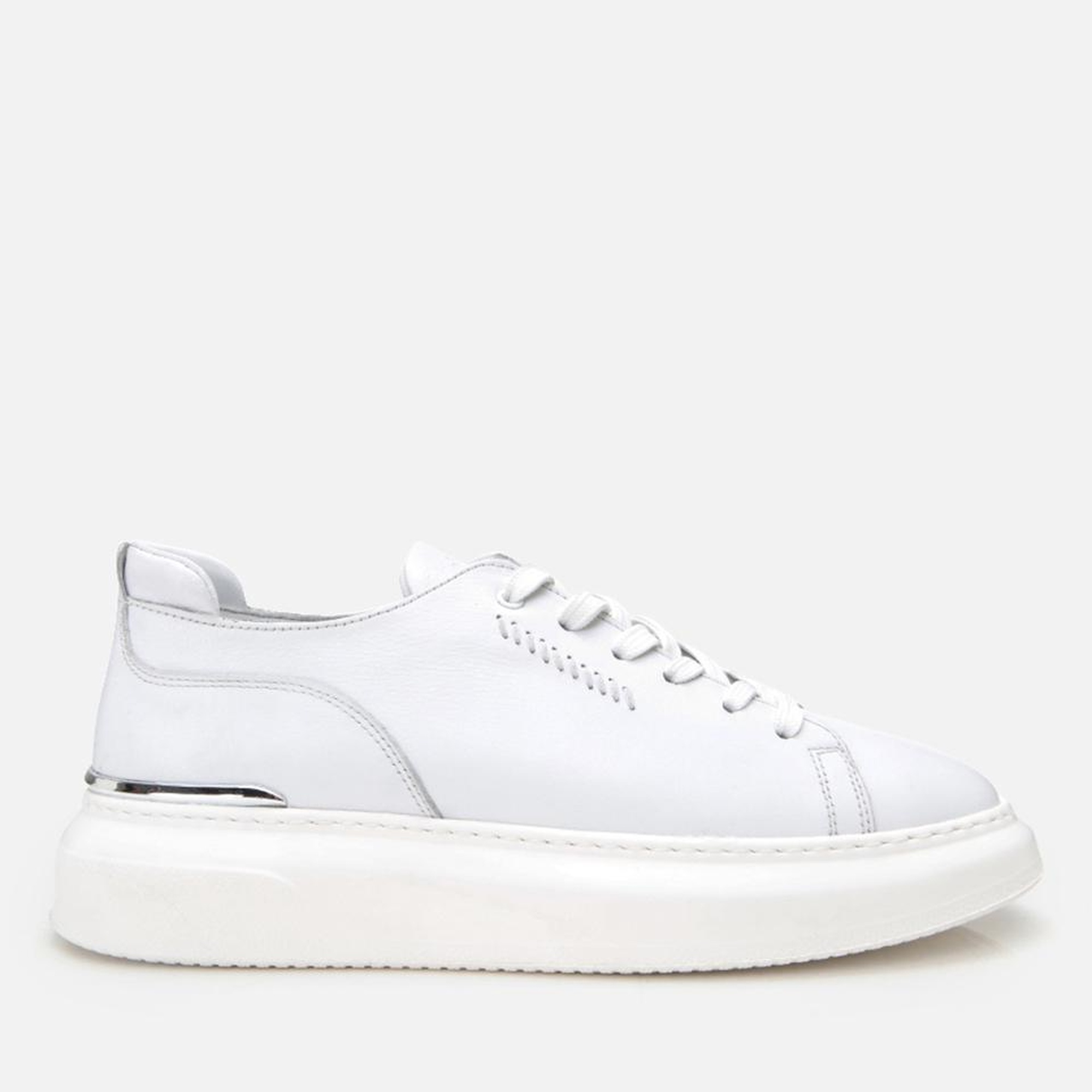 Erkek Deri Beyaz Toka Detaylı Spor Ayakkabı