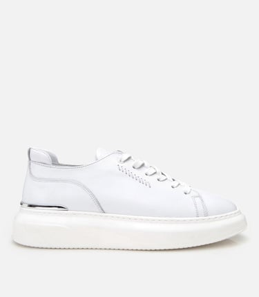  Erkek Deri Beyaz Toka Detaylı Spor Ayakkabı