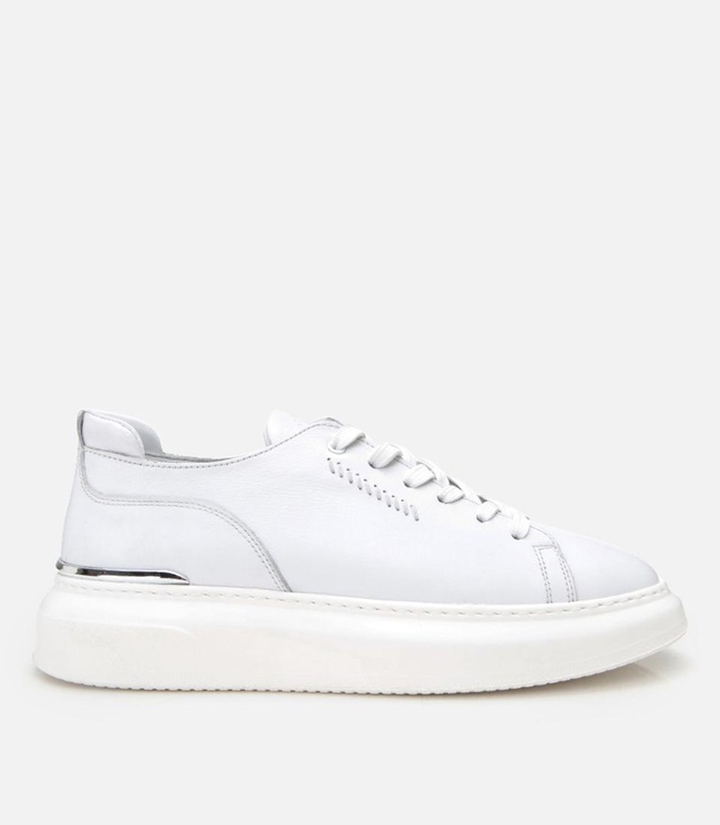  Erkek Deri Beyaz Toka Detaylı Spor Ayakkabı