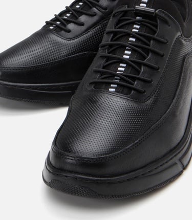  Erkek Deri Siyah Rahat Spor Ayakkabı